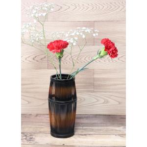 駿河竹千筋細工 花器 登龍 静岡伝統工芸品 竹 花瓶 台付き 日本製 : 和