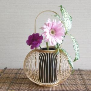 伝統的工芸品 駿河竹千筋細工 花器 新雪25 : 手作り伝統工芸品