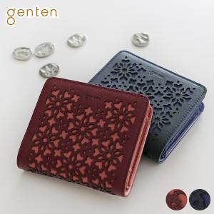 genten（ゲンテン） 二つ折り財布 財布 カットワーク 二つ折り財布