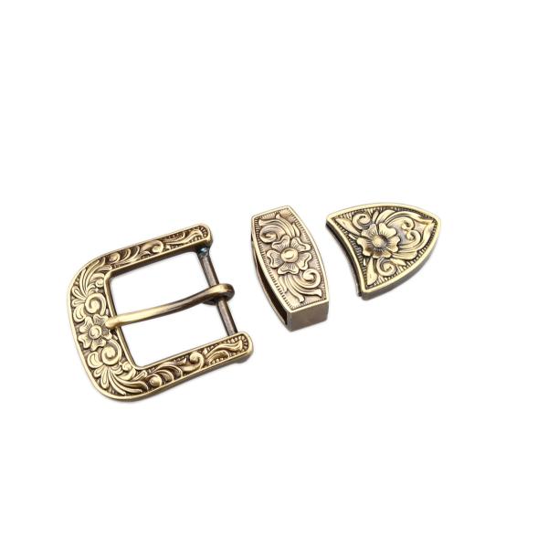 SENWA ブラス唐草レンジャーバックル ベルト用 メンズ 巾40mm 3点セット 真鍮製