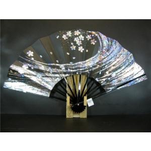 舞扇子 A１４０ 黒べた ホログラム箔桜ふぶき    サイズ変更・骨色変更可能