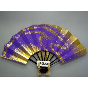 舞扇子 Ａ１７２０ 金箔小石並び 紫地    サイズ変更・骨色変更可能