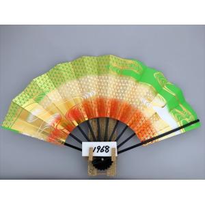 舞扇子 Ａ１９６８ 金箔流水三角鹿の子 若草・朱天地