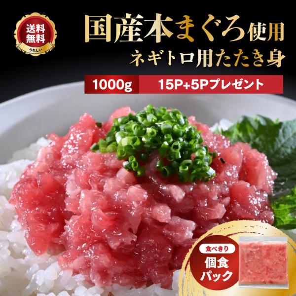 ＼鮮度抜群の高級食材／「本まぐろ入ネギトロ用たたき身1000g（15P+5Pプレゼント）／超冷」