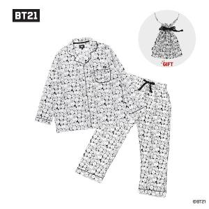 ＝BT21公式グッズ＝［バンタン］［BTS］キャラクター総柄パジャマ 上下セット（モノクロ）［防弾少年団］韓国雑貨 ［韓国 お土産］