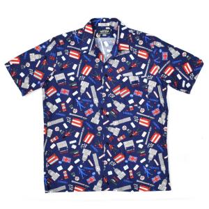 SEPTIS ORIGINAL(セプティズオリジナル) S/S ONENAP COLLARED SHIRTS(半袖ワンナップカラーシャツ/開襟シャツ) LONDON SYMBOL(ロンドン シンボル) NAVY｜septis