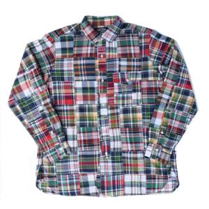 SEPTIS ORIGINAL(セプティズオリジナル) L/S ROUND COLLAR(長袖 ラウンドカラーシャツ) MADRAS PATCHWORK (マドラスパッチワーク) (DK)｜septis