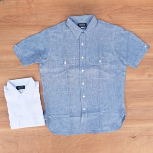 SEPTIS ORIGINAL(セプティズオリジナル) S/S LINEN WORK SHIRTS(半袖リネンワークシャツ) LINEN CHAMBRAY(リネンシャンブレー)｜septis