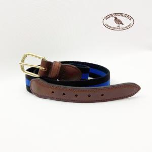 BARRONS HUNTER(バロンズハンター) 30mm SURCINGLE RIBBON BELT(30ミリ幅コットン＆レザーリボンベルト) BLACK/BLUE｜septis