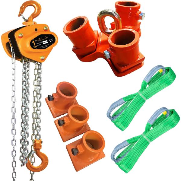 HELIX チェーンブロック 1t 三脚ヘッド・ベース・スリングベルトセット [三脚ヘッド1ton ...