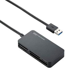 エレコム カードリーダー USB3.0 9倍速転送 スリムコネクタ ケーブル一体タイプ ブラック MR3-A006BK｜serekuto-takagise