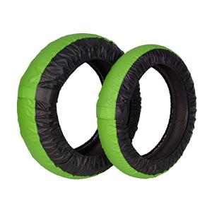 Rise 17インチ タイヤ保護カバー(まもる君)グリーン/ブラック 前後セット アクリルカラーコーティング(UVカット・撥水・防水加工) クルッと巻
