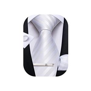 [DiBanGu] ネクタイ 結婚式 ホワイト ネクタイ ポケットチーフ タイクリップ セット ギフトボックス付き 冠婚葬祭｜sereno2