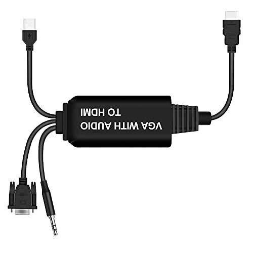 VGA HDMI 変換アダプタ CANEOV 金メッキVGA→HDMI 出力 ビデオ変換ケーブル 1...