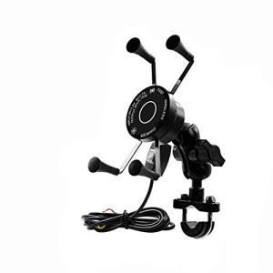 SHEAWA バイク 充電スマホホルダー Qiワイヤレス充電器 7.5W 10W Quick Charge 3.0搭載 急速充電 360度回転 アルミ