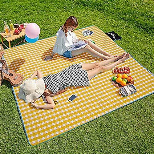 XJDOR レジャーシート厚手 イエロー 200x200CM 6-8人用 防湿マットオックスフォード...