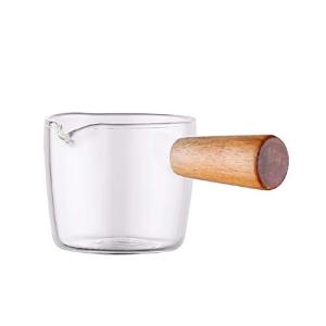 Homornat 和式 木製ハンドル付き ガラス多機能皿 コーヒー デザート作り ミルクパン (50ml)｜sereno2