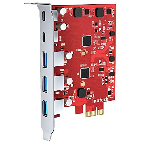 Inateck PCIe-USB 3.2 Gen 2拡張カード、3つのUSB Type-Aポートと2...