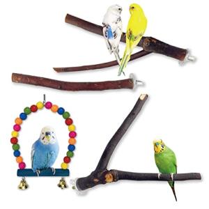 RERACO 鳥 小鳥 ブランコ 止まり木 自然木 とまり木 かじり木 文鳥 インコ の おもちゃ 鳥用 爪とぎ ぶらんこ 木 爪 (止まり木２点 ブ｜sereno2