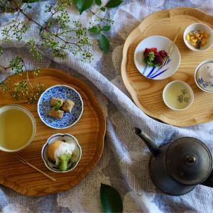 トレー 輪花盆 木製 おしゃれ お盆 小物 ト...の詳細画像1