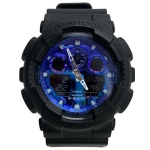 CASIO/カシオ/G-SHOOK/デジタル腕時計/ブラック×ブルー/GA-100FL-1AJF/メ...