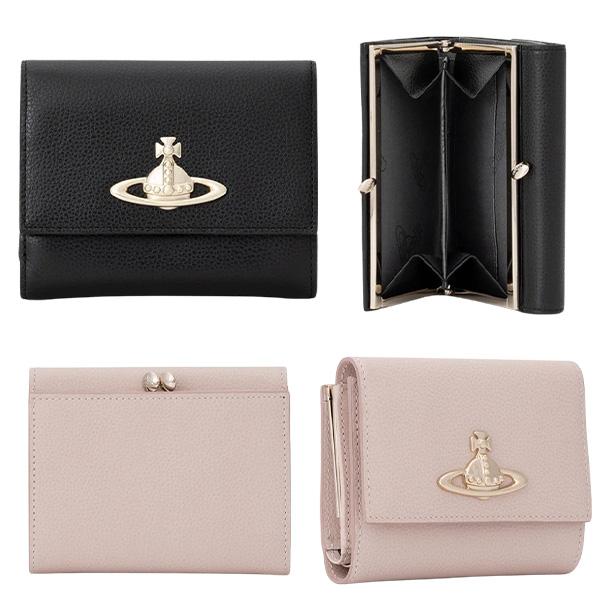 ヴィヴィアンウエストウッド 口金三つ折り財布 レディース 折り財布 本革 レザー ブラック ピンク ...