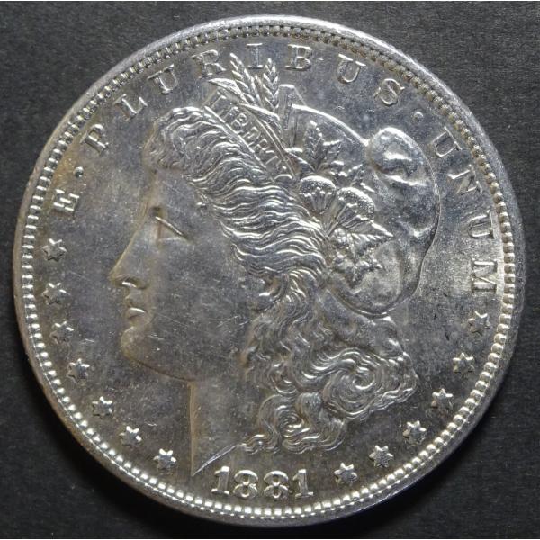 1881年-Sアメリカ、モルガン1ドル銀貨、UNC