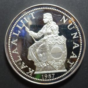 1987年グリーンランド、5ピアストル5オンス銀貨、プルーフ未使用｜setagaya-coin-pro