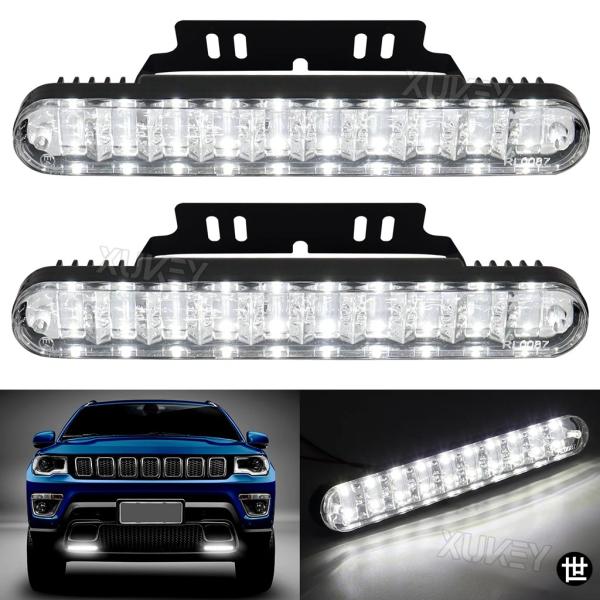 ペア 20 LED ホワイト 12V 車用 汎用 装飾ライトバー DRL ストリップ 明 デイタイム...