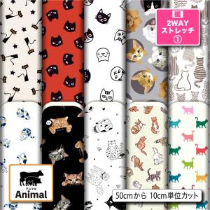 猫柄 生地 布 保温 暖2wayストレッチニット生地１ 秋冬生地 アニマル柄 UVカット 犬服 水着 レオタード 商用利用可能 手芸 (animal_5) 爆買