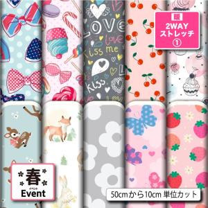 保温 暖2wayストレッチニット生地１ 秋冬生地 布 女の子 柄 UVカット 犬服 水着 レオタード 商用利用可能 手芸 (spring_6) 爆買