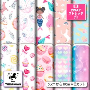 ニット生地 布 UV 保温 暖2wayストレッチ1 ゆめかわ かわいい柄 女の子向け 商用利用可能 手芸 (yume_4) 爆買