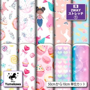 ニット生地 布 UVカット 2wayストレッチ ゆめかわ かわいい柄 女の子向け 商用利用可能 手芸 (yume_4) 爆買