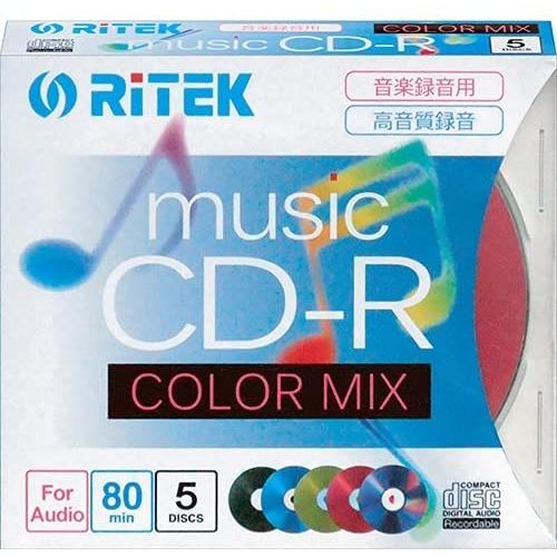 【40個セット】RiDATA 音楽用CD-R 80分／5枚スリムケース 5色カラーミックス CD-R...
