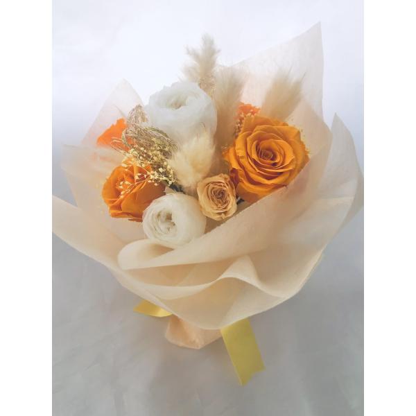 プリザーブドフラワー花束/オレンジの薔薇の陽だまりの優しさ（花束ラッピング）