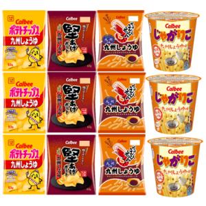 【地域限定品】ポテトチップス 堅あげポテト かっぱえびせん じゃがりこ 九州しょうゆ 各3個 計12...