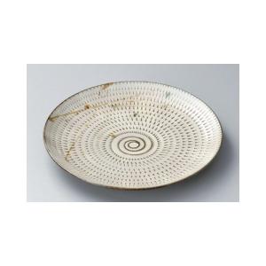 和食器 / 丸大皿 手彫り（飛びカンナ）８.０丸皿 寸法:25.5 x 2.5cm 土物｜setomono-honpo