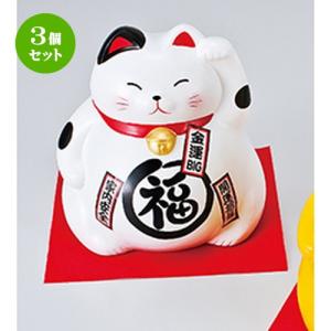 3個セット インテリア小物 置物 / ジャンボBKまる招き猫・白 寸法：20cm｜setomono-honpo