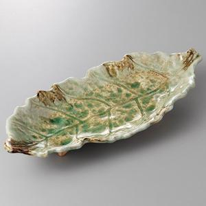 砂ビードロ木ノ葉突出皿 萬古焼 和食器 付出皿 業務用 約26cm 和食