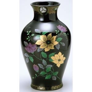 受注生産 薩摩焼 十五代沈壽官作(ちんじゅかん)白薩摩九寸花瓶 本金秋