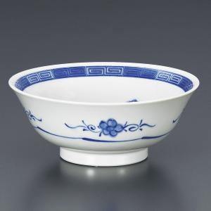 10個セット ☆ ラーメン鉢 ☆古染印判6.5浅高台丼 [ 19.5 x 7.3cm 511g