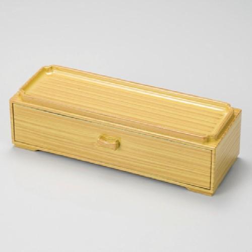 (A)カスター付箸箱 白木（楊子入付） [ 283 x 107 x 80mm・内寸222mm ] 【...