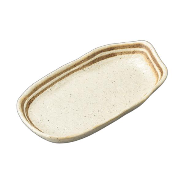 クリーム粉引ライン6.0変形串皿 [ 17.5×9.5×2.4cm ] | 変形皿 | 食器 かわい...