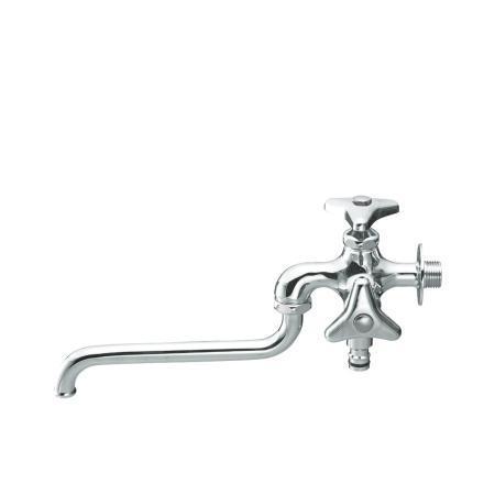 [E106K-13]三栄水栓 SANEI ガーデニング 水栓部材 散水用二口自在水栓 固定コマ仕様 ...