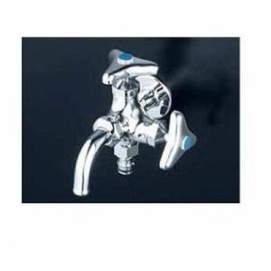 [K124SPJ]KVK 屋外ホース接続ニップル付二口横水栓