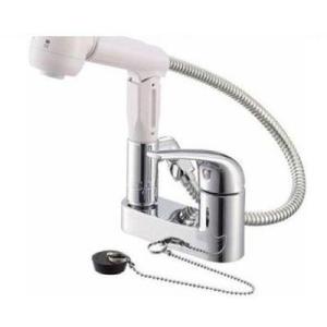 [K37100R-W]三栄水栓 水栓金具 シングルスプレー混合栓　洗髪用　デッキ混合栓　〈K3710...