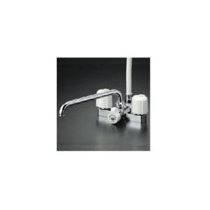 ポイント10倍 [KF12E]KVK 水栓金具 デッキ形２ハンドルシャワー 取付穴芯々100mm