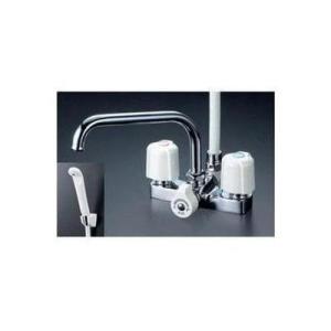 ポイント10倍 [KF14E]KVK 水栓金具 デッキ形２ハンドルシャワー 取付穴芯々120mm
