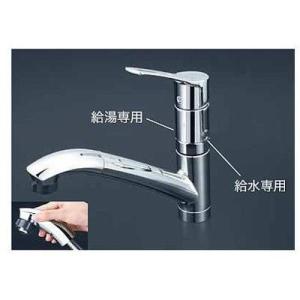プレゼント付き[KM5031TTN]KVK 水栓金具　流し台用シングルレバー式シャワー付混合栓 給水...