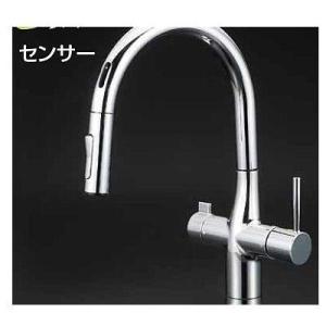 KVK ビルトイン浄水器用シングルシャワー付混合栓 Wセンサー付 AC100V